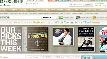 Giao diện cửa hàng sách khổng lồ trên mạng của Barnes Noble.