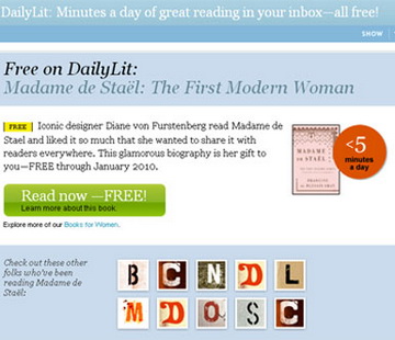 Trang DailyLit cho phép độc giả được đọc sách miễn phí 100%.